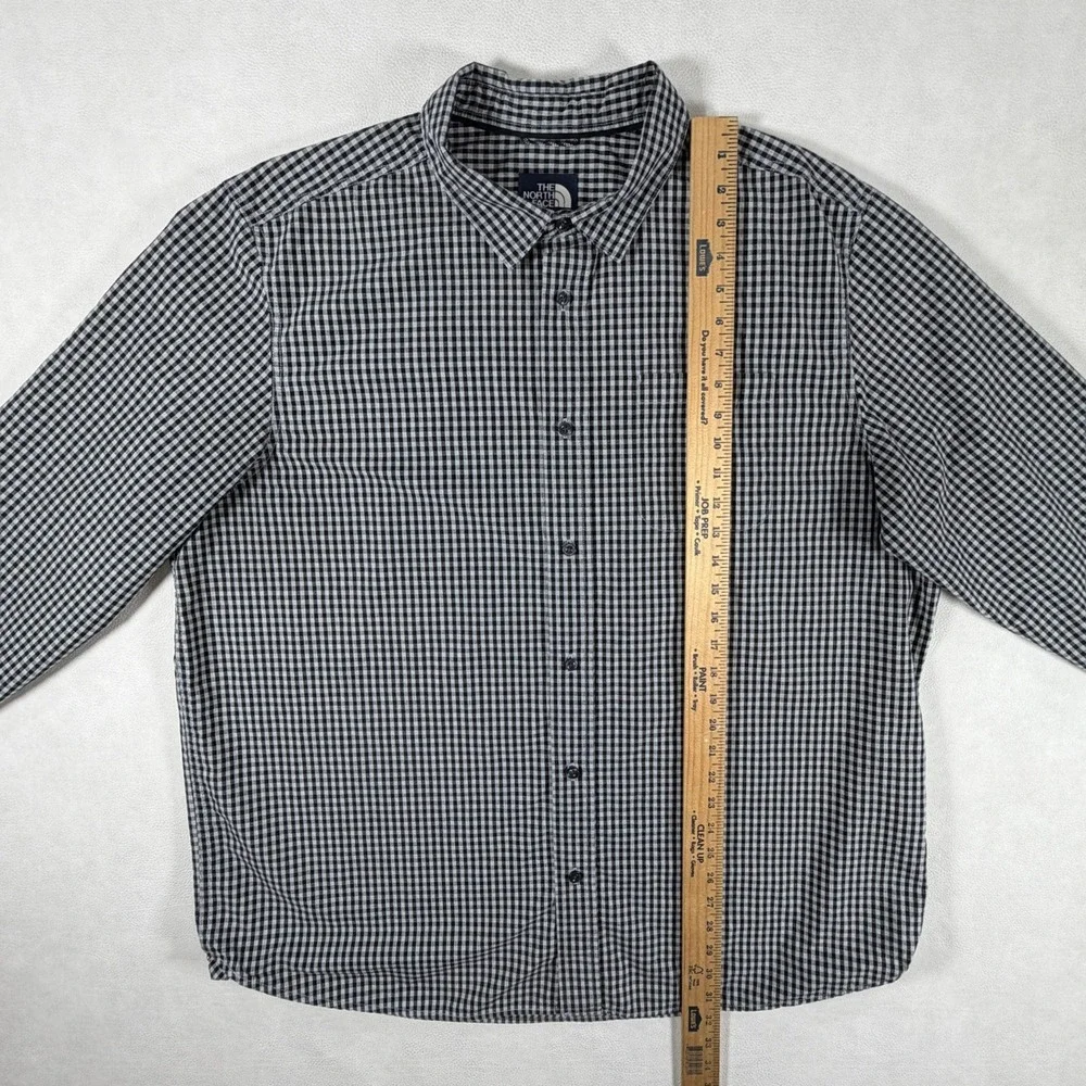 The North Face Mens XXL Gingham Check Long Sleeve Button Down Shirt Black White